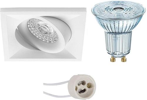 LED Spot Set - OSRAM Parathom PAR16 940 36D - Pragmi Qiundo Pro - GU10 Fitting - Dimbaar - Inbouw Vierkant - Mat Wit - 5.5W - Natuurlijk Wit 4000K - Kantelbaar - 80mm