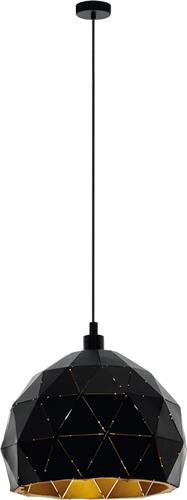 EGLO Roccaforte - hanglamp - E27 - Ø30 cm - zwart/goud