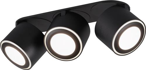 LED Plafondspot - Torna Tarus - 12W - Warm Wit 3000K - 3-lichts - Rond - Mat Zwart - Aluminium