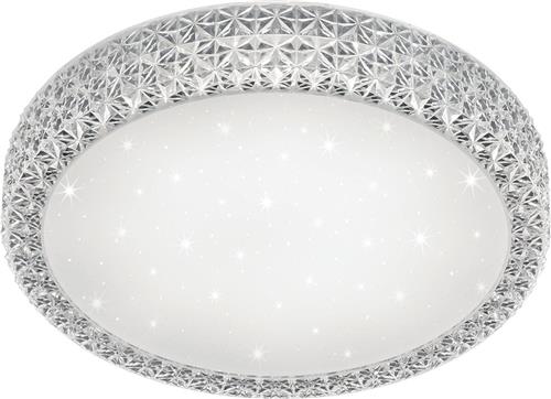 LED Plafondlamp - Trion Pegyon - 27W - Warm Wit 3000K - Afstandsbediening - Dimbaar - Sterlicht - Rond - Mat Wit - Acryl