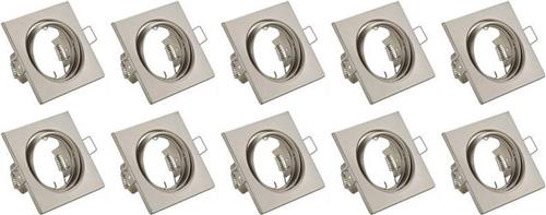 Spot Armatuur 10 Pack - Trion - GU10 Inbouwspot - Vierkant - Nikkel - Aluminium - Kantelbaar 80mm