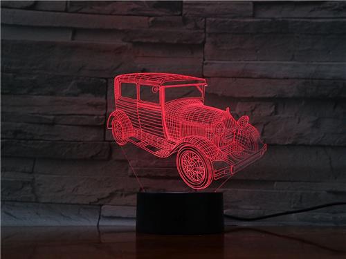 3D Led Lamp Met Gravering - RGB 7 Kleuren - Oldtimer