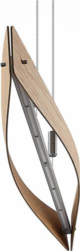 Lindby - Hanglamp- met dimmer - 1licht - staal, eikenhout - H: 9.8 cm - nikkel mat, hout licht - Inclusief lichtbron