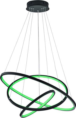 LED Hanglamp WiZ - Smart LED - Hangverlichting - Torna Noraan - 80W - Aanpasbare Kleur - RGBW - Afstandsbediening - Dimbaar - Rond - Mat Antraciet - Aluminium