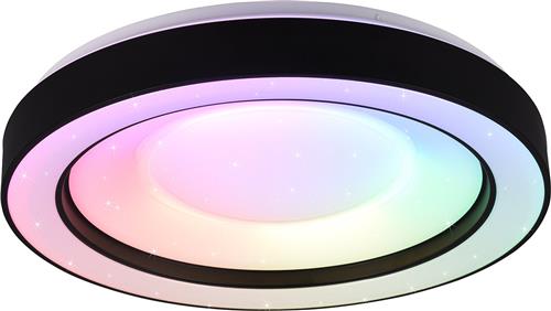 LED Plafondlamp - Plafondverlichting - Trion Aroma - 22W - RGBW - Dimbaar - Aanpasbare Kleur - Afstandsbediening - Sterlicht -  Rond - Mat Zwart - Kunststof