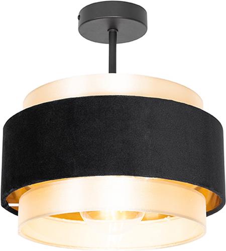 QAZQA elif - Moderne Plafondlamp - 1 lichts - Ø 30 cm - Zwart Goud - Woonkamer | Slaapkamer