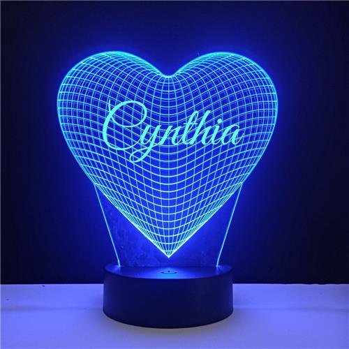 3D LED Lamp - Hart Met Naam - Cynthia