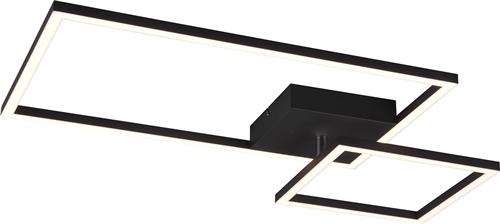 LED Plafondlamp - Plafondverlichting - Trion Paderno - 25W - Natuurlijk Wit 4000K - Dimbaar - Rechthoek - Mat Zwart - Aluminium