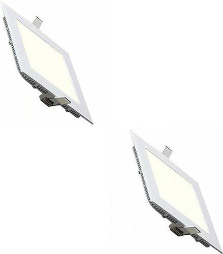 LED Downlight Slim 2 Pack - Inbouw Vierkant 6W - Natuurlijk Wit 4200K - Mat Wit Aluminium - 113.5mm
