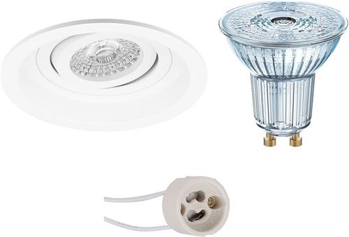 LED Spot Set - OSRAM Parathom PAR16 940 36D - Proma Domy Pro - GU10 Fitting - Dimbaar - Inbouw Rond - Mat Wit - 3.7W - Natuurlijk Wit 4000K - Verdiept - Kantelbaar - Ø105mm