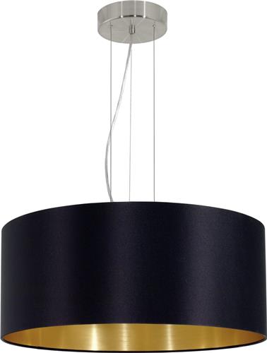 EGLO Maserlo Hanglamp - 3 lichts - E27 - Ø 53 cm - Stof - Zwart, Goud