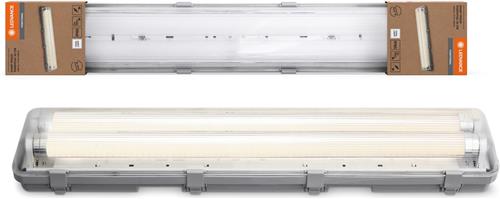 LEDVANCE ESSENTIAL vochtbestendig armatuur, 2-vlam, 14W, 156-lm, koel wit, 4-K, 651x1-8x64mm, voor ruimtes met hoge vochtigheid zoals kelders, beschermingsklasse IP65