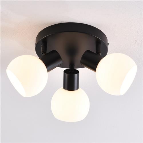 Draaibare plafondlamp met melkwit glas, 3-lichts - Peri