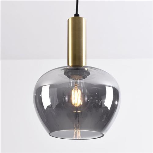 Hanglamp Ischa in appelvorm smoke glas - goud