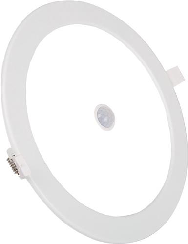 LED Downlight Slim - Aigi - PIR Bewegingssensor 360° - Inbouw Rond 24W - Helder/Koud Wit 6000K - Mat Wit - Ø240mm
