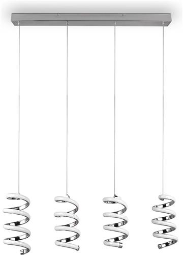 LED Hanglamp - Hangverlichting - Torna Lala - 8W - Natuurlijk Wit - 4000K - 4-lichts - Rechthoek - Chroom - Metaal