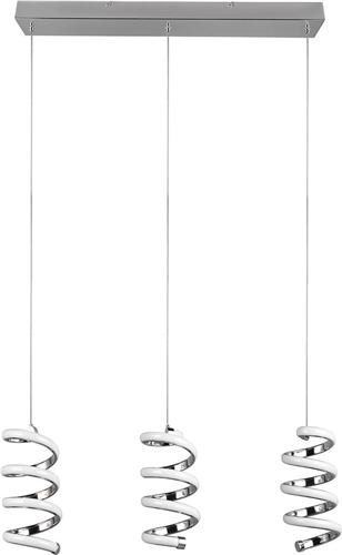 LED Hanglamp - Hangverlichting - Trion Lala - 8W - Natuurlijk Wit - 4000K - 3-lichts - Rechthoek - Chroom - Metaal
