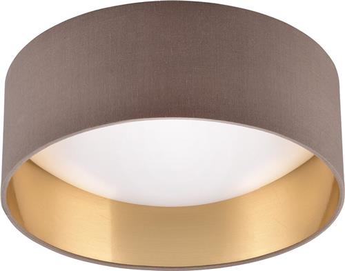 LED Plafondlamp - Trion Lukaku - Warm Wit - 3000K - 12W - Rond - Taupe - Textiel