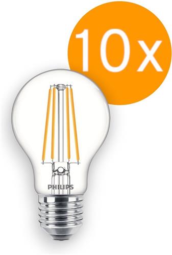 Doos 10 stuks Philips LED lamp E27 8.5W 1055lm 2700K Helder Niet-Dimbaar A60