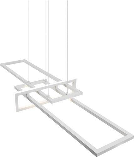 LED Hanglamp - Torna Salana - 34W - Warm Wit 3000K - Dimbaar - Rechthoek - Mat Wit - Aluminium