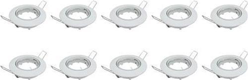 Spot Armatuur 10 Pack - GU10 Inbouwspot - Rond - Wit - Aluminium - Kantelbaar Ø82mm