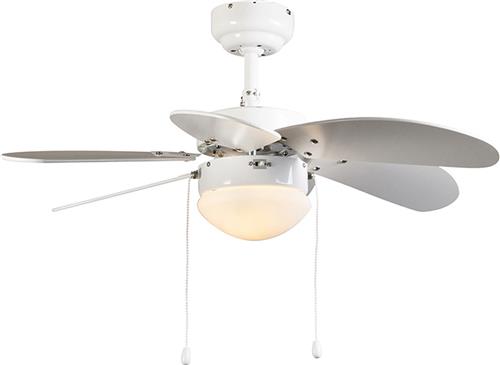 QAZQA fresh - Kleine Stille Plafondventilator met Verlichting | Lamp - 1 lichts - Ø 800 mm - Wit - Woonkamer | Slaapkamer | Keuken