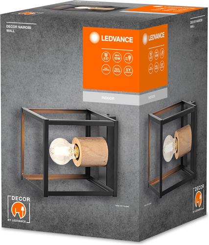 LEDVANCE DECOR Nairobi wandlamp, zwart, E27 voet