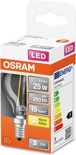 OSRAM 4058075436602 LED-lamp Energielabel F (A - G) E14 Peer 2.5 W = 25 W Warmwit 1 stuk(s)