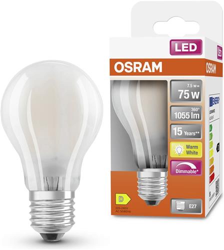 OSRAM 4058075112094 LED-lamp Energielabel D (A - G) E27 Peer 7.8 W = 75 W Warmwit (Ø x l) 60 mm x 104 mm 1 stuk(s)