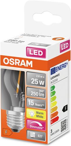 OSRAM 4058075436848 LED-lamp Energielabel F (A - G) E27 Peer 2.8 W = 25 W Warmwit (Ø x l) 45 mm x 77 mm 1 stuk(s)