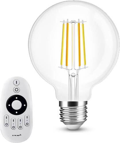 Milight Dual White smart filament lamp met afstandsbediening - 7W - E27 fitting - G95 model - Smart lamp