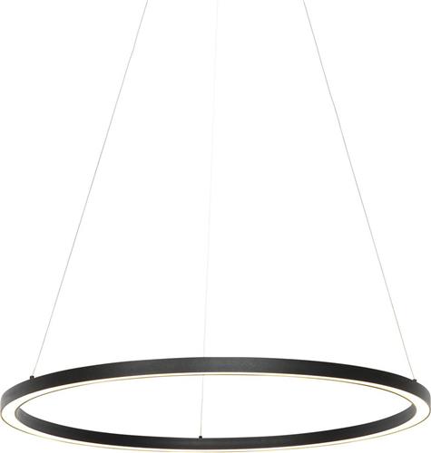 QAZQA girello - Design Dimbare LED Hanglamp met Dimmer voor boven de eettafel | in eetkamer - 1 lichts - Ø 80 cm - Zwart - Woonkamer | Slaapkamer | Keuken
