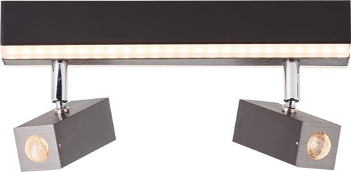 Brilliant lamp Howle LED-spot bar 2-lamps aluminium/zwart metaal/textiel zwart 14 W LED geïntegreerd