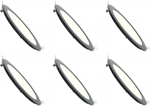 LED Downlight Slim 6 Pack - Inbouw - 3W - Dimbaar - Natuurlijk Wit 4200K - Rond - Mat Zwart - Aluminium - Ø83mmm