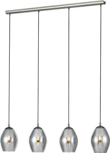 EGLO Estanys Hanglamp - E27 - 113 cm - rookglas - Grijs/Zwart