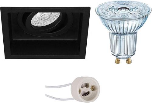 LED Spot Set - OSRAM Parathom PAR16 940 36D - Pragmi Domy Pro - GU10 Fitting - Dimbaar - Inbouw Vierkant - Mat Zwart - 5.5W - Natuurlijk Wit 4000K - Verdiept - Kantelbaar - 105mm