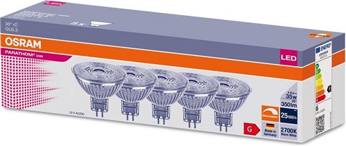 Doos 5 stuks Osram LED MR16 3.4W/927 36º GU5.3 230lm Dimbaar Ø5cm Cri90
