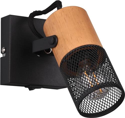 LED Wandspot - Trion Yosh - E14 Fitting - 1-lichts - Vierkant - Mat Zwart - Aluminium