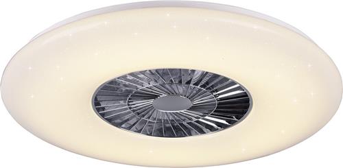 LED Plafondlamp met Ventilator - Plafondventilator - Trion Vison - 60W - Afstandsbediening - Aanpasbare Kleur - Dimbaar - Rond - Mat Chroom - Kunststof