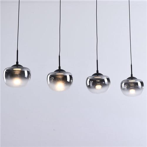 Zwarte hanglamp van rookglas met verloop en 3-staps dimbare LEDs - Amina
