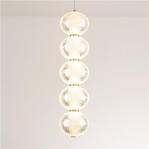 Dimbare hanglamp met gouden details, 5-lichts - Aella
