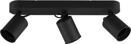 LED Plafondspot - Trion Pirlo - GU10 Fitting - 3-lichts - Rechthoek - Mat Zwart - Aluminium