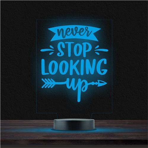 Led Lamp Met Gravering - RGB 7 Kleuren - Never Stop Looking Up