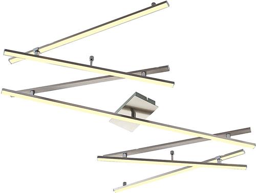 Lindby - LED plafondlamp- met dimmer - 1licht - staal - H: 7 cm - nikkel - Inclusief lichtbron