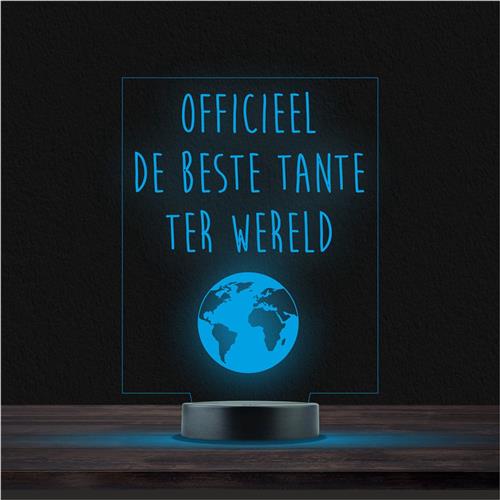 Led Lamp Met Gravering - RGB 7 Kleuren - Officieel De Beste Tante Ter Wereld