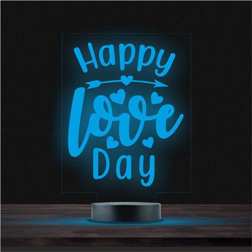 Led Lamp Met Gravering - RGB 7 Kleuren - Happy Love Day