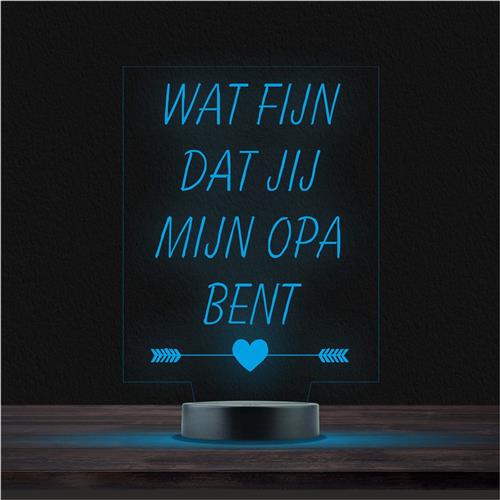 Led Lamp Met Gravering - RGB 7 Kleuren - Wat Fijn Dat Jij Mijn Opa Bent