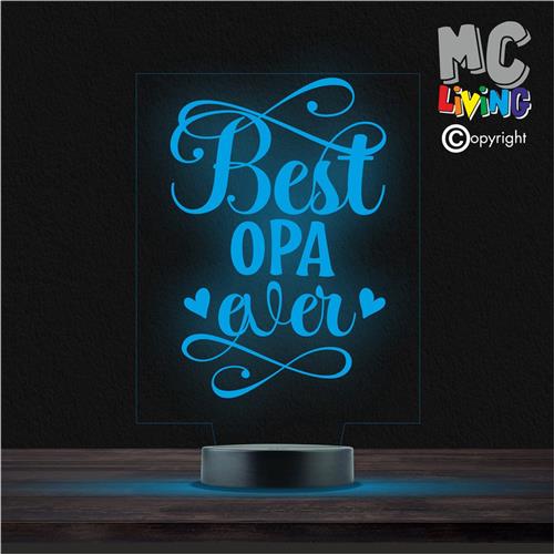 Led Lamp Met Gravering - RGB 7 Kleuren - Best Opa Ever