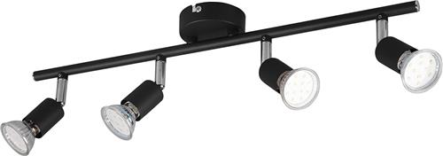 LED Plafondspot - Trion Pamo - GU10 Fitting - 4-lichts - Rond - Mat Zwart - Aluminium
