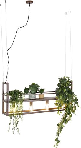 QAZQA cage rack - Industriele Hanglamp voor boven de eettafel | in eetkamer - 4 lichts - L 100 cm - Roestbruin - Industrieel - Woonkamer | Slaapkamer | Keuken